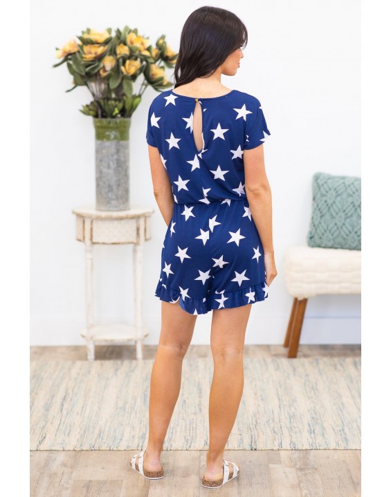 All The Glory Romper in Navy