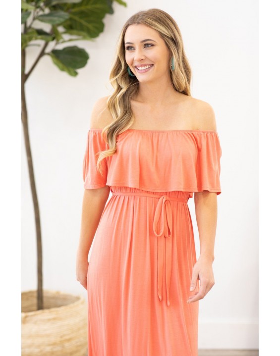Happier Days Ahead Dress in Coral