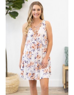 Pretty Flowers Dress in Off White